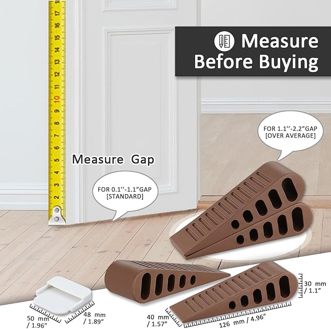 JQK Rubber Door Stopper Wedge, Bronze 2 Pack Soft TPR Premium Door Stops for Bottom of Heavy Duty Door on Tile, Concrete, Carpet, Wooden Floor, DSB61-ORB-P2-CubbioJoy