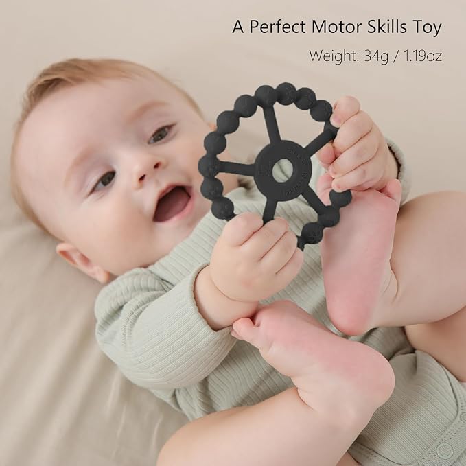 3 Pack Ring Teether, Silicone Teething Ring Toys for Babies 6 Months, Seposeve Baby Teethers 6-12 Months 12-24 Months, Easy to Grasp Toy for Baby Teething Relief-CubbioJoy