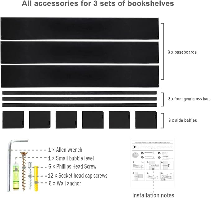 AZSKY Black Nursery Bookshelves for Wall Hanging Kids Bookshelf Baby Book Shelf Organizer Wall Bookshelves Kids Shelves and Storage for Wall Playroom Shelves 36 Inch a Set of 3 Same Sizes-CubbioJoy