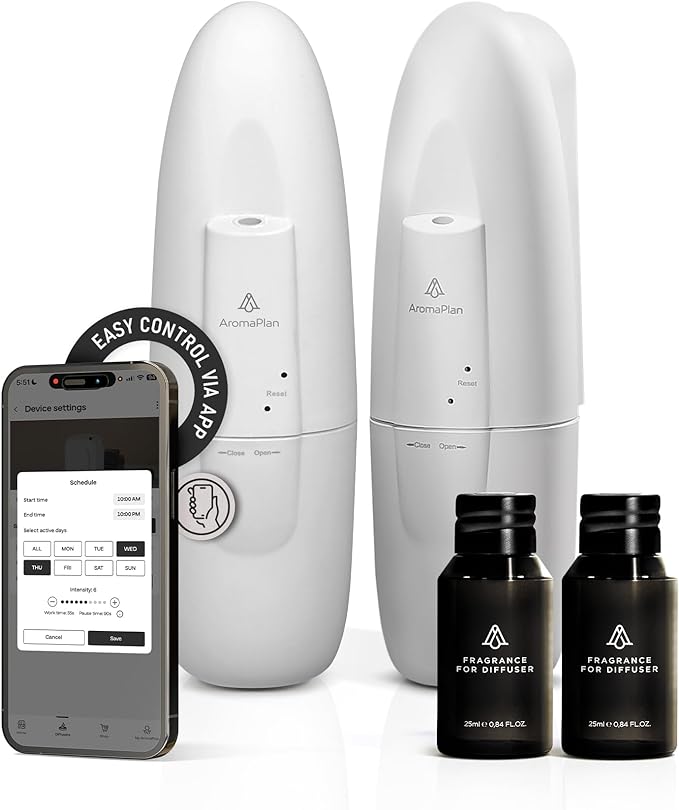 AromaPlan Authentic 2025 Upgraded Plug in Waterless Diffuser (2 Fragrances Included)-Cold Air & Nanotechnology Diffusers for Home & Office- Silent Wall Diffuser Plug in (2 Devices +2 Scents)-CubbioJoy