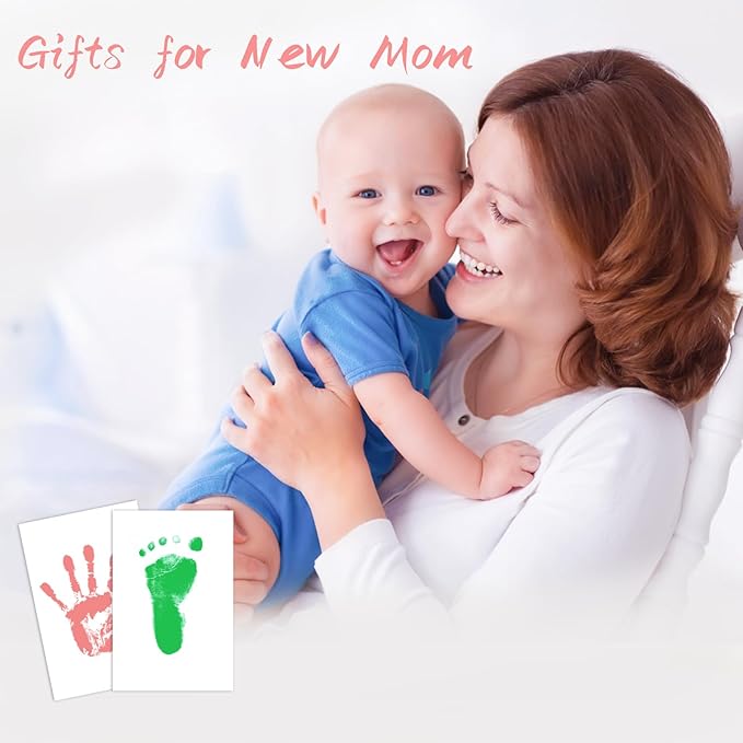 4-Pack Baby Footprint Kits,Inkless Hand and Footprint Kit,Clean Touch Baby Handprints and Footprints Kits,No Mess Ink Pad for Baby Hand and Footprints,Baby Shower Gifts for New Moms-CubbioJoy