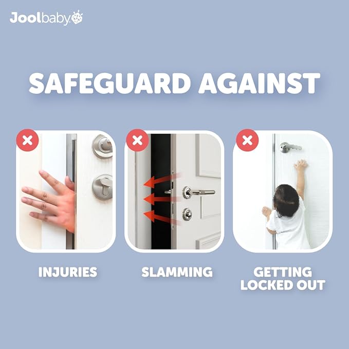 Jool Baby Door Pinch Guards (6 Pack) – Slam Preventer – Babyproof Doors to Avoid Pinched Fingers & Door Slamming, Keep Pets from Getting Locked in-CubbioJoy