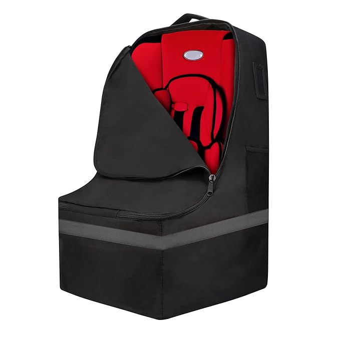 Car Seat Travel Bag - Padded, Comfortable, Durable, Roomy Gate Check Carseat Cover Backpack Fits 3-in-1，Convertible, Booster & Infant Car Seats for Airplane, Airport, Gray-CubbioJoy