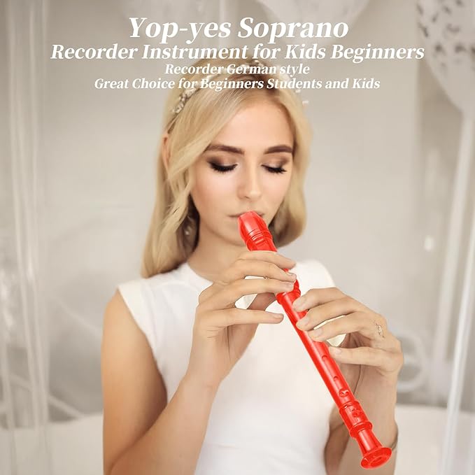 Descant Soprano Music Recorder Instrument For Kids Flute Kids Recorder With Cleaning Rod + Case Bag (Crystal red)-CubbioJoy