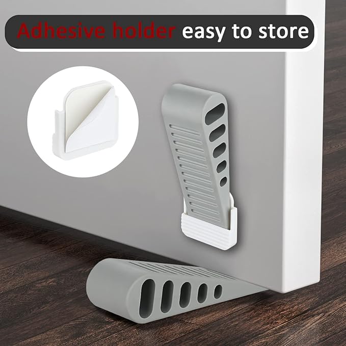 JQK Rubber Door Stopper Wedge, Grey 6 Pack Soft TPR Premium Door Stops for Bottom of Heavy Duty Door on Tile, Concrete, Carpet, Wooden Floor, DSB61-GY-P6-CubbioJoy