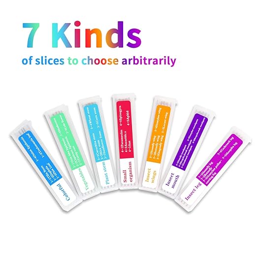 35PCS Prepared Microscope Slides with 7 Types Specimens, Insect/Plant Glass Sample Slide for Kids Adults Family Preschool Education Scientific Enlightenment-CubbioJoy