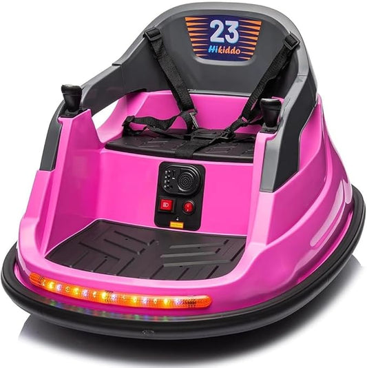 Baby Bumper Car, 6V Electric Kids Bumper Car for Toddlers with Remote Control, Bluetooth - Hot Pink-CubbioJoy