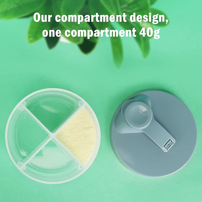 Accmor Baby Formula Dispenser On The Go, Non-Spill Rotating Four-Compartment Formula Container to Go, Milk Powder Kids Snack Container for Infant Toddler Travel Outdoor, Blue, 2 Pack-CubbioJoy