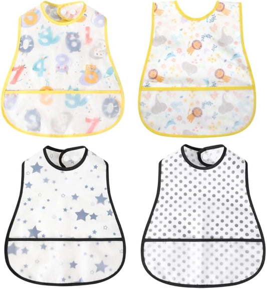 Baby bibs Waterproof Toddler bib - Feeding bib with Pocket for Infant Boy Girl Washable 6-36M-CubbioJoy