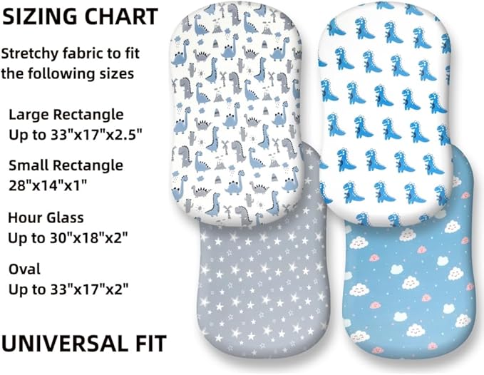 4 Pack Soft Baby Boy Sheets Dinosaur Star Cloud Soft Polyester Neutral Unisex Fitted Sheets Set for Baby Boys-CubbioJoy