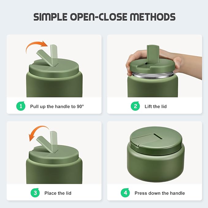 13.5oz Soup Thermo for Hot Food Kids with Buckle Lid Insulated Vacuum Food Jar Wide Mouth Leakproof Stainless Steel Lunch Container (Green)-CubbioJoy