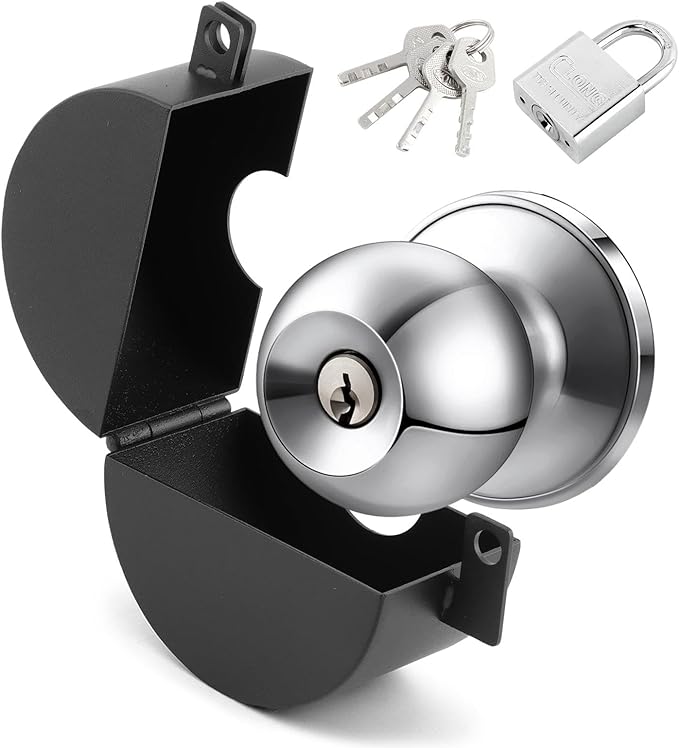 Door Knob Lockout Device with Padlock, Child Proof Door Knob Covers, Prevents Turning of Doorknob and Access to Keyhole, Doors Handle Locks, Covering Faucets/Valves(Color:B)-CubbioJoy