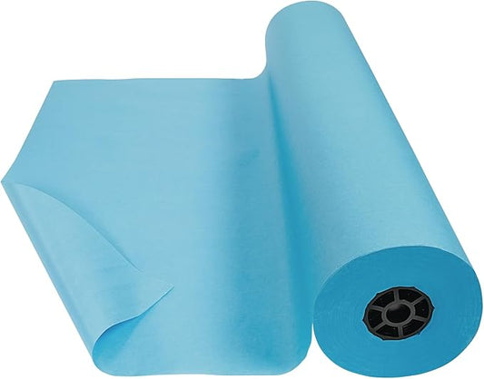 Colorations Arts and Crafts Paper Roll - 36" x 1000', Sky Blue, Dual Surface, Markers, Finger Paints, Painting, Watercolors, Acrylic Paints, Wall Art, Bulletin Board Paper, Kids Crafts (Item # DSSB)-CubbioJoy