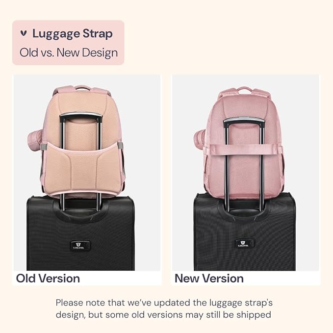 BabbleRoo Diaper Bag Backpack, Travel Backpack with Changing Pad, Pacifier Case & Stroller Straps, Multifunction, Waterproof, Unisex – Pink-CubbioJoy