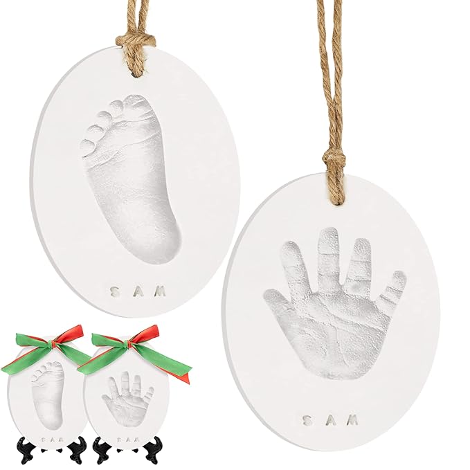 Baby Hand and Footprint Kit Girls, Boys - Personalized Baby Footprint Ornament Kit, Newborn Keepsake Gifts for New Mom, Easy to Use Handprint Makers, Cute Shower Gifts (Multi-Colored)-CubbioJoy