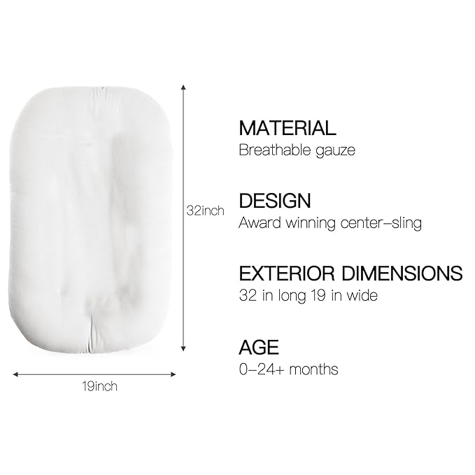Baby Lounger - Snuggle Cozy Me Infant Lounger for Newborns | Breathable & Soft, Portable Awake-Time Pad, Essential Baby Gift- Natural (Lounger Cover Included)-CubbioJoy