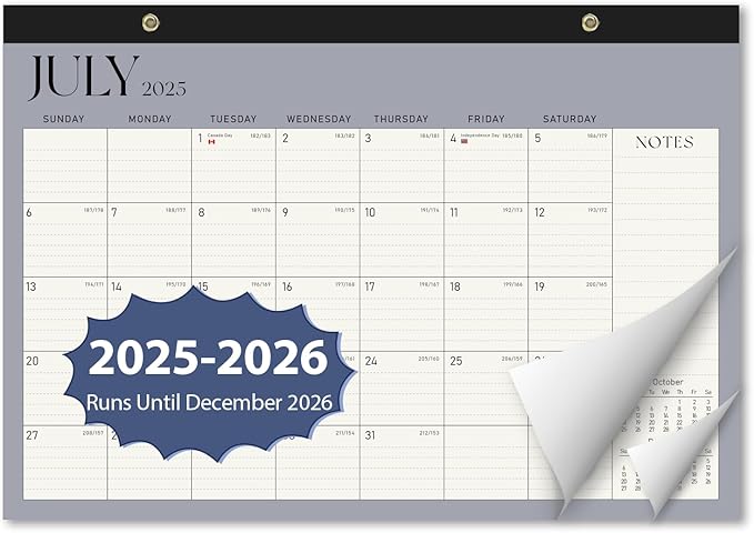 Desk Calendar 2025-2026, Monthly Desktop Large Calendar Runs Until December 2026-17" x 12" Desk Wall Planner for Family Office Teacher School, Blue-CubbioJoy