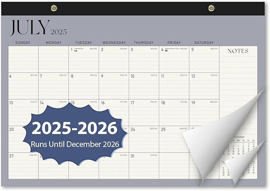 Desk Calendar 2025-2026, Monthly Desktop Large Calendar Runs Until December 2026-17" x 12" Desk Wall Planner for Family Office Teacher School, Blue-CubbioJoy