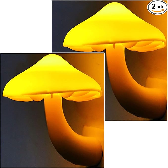 AUSAYE 2Pack Mushroom Night Light Plug in Lamp,Led Lights for Adults Kids Baby Children NightLight Wall Decor Lamp Bedroom Bathroom,Toilet,Stairs,Kitchen,Hallway-CubbioJoy