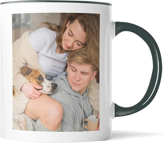 Custom Mug Upload Your Picture Personalized Coffee Mug with Photo Text Name Customized Cup Unique Ideas Gifts for Men Women Mom Dad Girlfriend Boyfriend Friend Family (Dark Green, 11oz)-CubbioJoy