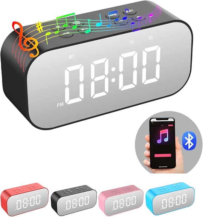 AFK Alarm Clock for Bedroom/Office,Digital Clock with Bluetooth Speaker,Small Alarm Clock for Heavy Sleepers Adults,Teens,Kids.-CubbioJoy