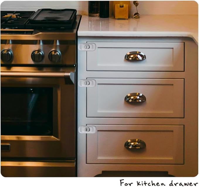 6 of Safety Latch Lock Easy Attachable Install Adhesive for Baby Childen Daycare Child Kids Senior Elder Pet Proofing Accident Prevent Home Kindergarden Preschool Senior Nursery Kitchen Cabinet Fridge-CubbioJoy