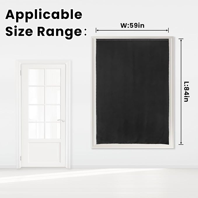 Adhesive Blackout Curtains- Self Stick Shades Window Blinds Curtains No Rod Needed Easy to Hang Curtains, Use for Bedroom, Living Room, Dining Room, Kitchen, Home Office, 59"W X 84"L, Black, 1 Panel-CubbioJoy