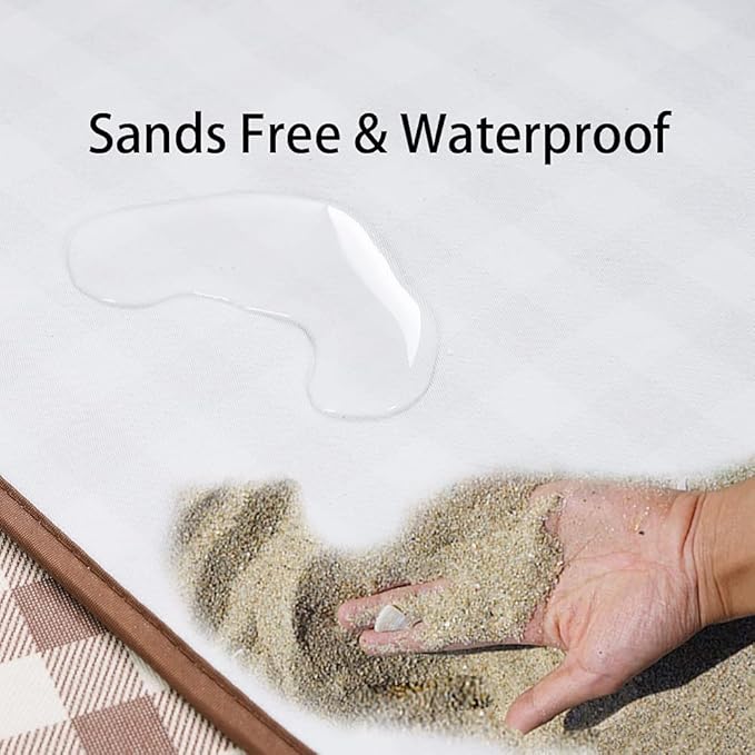 Beach Blanket Extra Large Picnic Blanket Sand Free Waterproof Outdoor Indoor Blanket Lightweight Easy Fold Handy Mat Portable Beach Mat for Camping Hiking Travel Park Grass-CubbioJoy