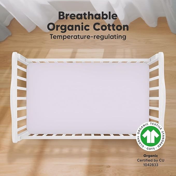 KeaBabies 2-Pack Organic Crib Sheets for Boys, Girls - 52x28 Fitted Crib Mattress Sheet Neutral, Breathable Jersey Cotton Cover for Baby Bed, Toddler Mattress, Soft & Cute Prints (Thistle)-CubbioJoy