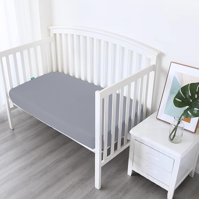 4-Pack Fitted Crib Sheets for Boys and Girls - Breathable, Soft Microfiber Baby Sheets in Grey and White-CubbioJoy