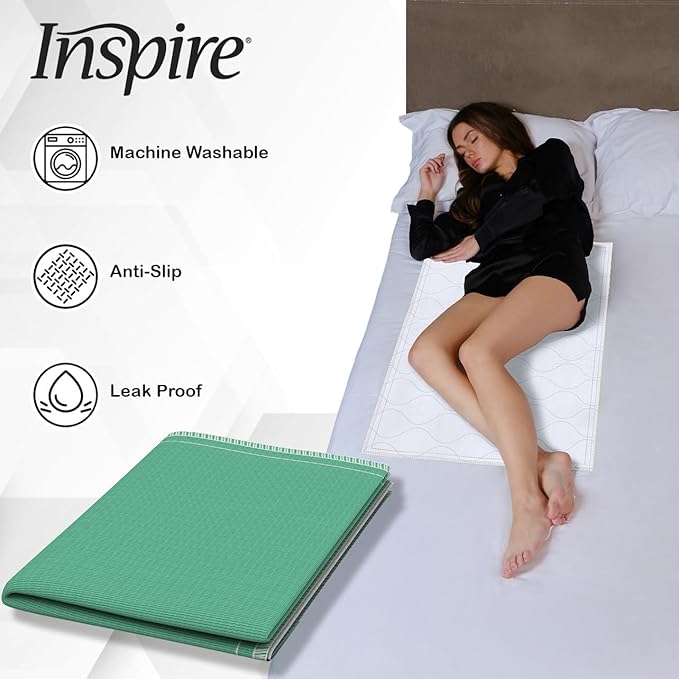 Inspire Washable and Reusable Incontinence Chair or Bed Pads | 3 Pack Waterproof Mattress Pad Chucks Pads | Reusable Bed Pads Washable Waterproof Chux Pads | Pee Pads for Adults Use As Pet Pad-CubbioJoy