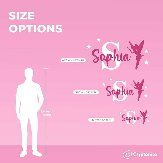CRYPTONITE Personalized Name & Initial Tinkerbell Vinyl Wall Decals - Baby Girl Bedroom Decor - Fairy & Princess Wall Decals (A. Tinkerbell)-CubbioJoy