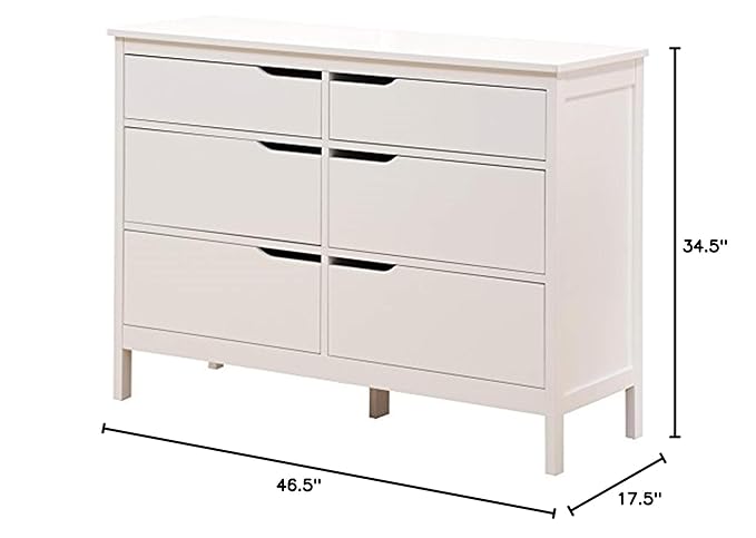 Angel Line Lauren 6 Drawer Dresser, White-CubbioJoy