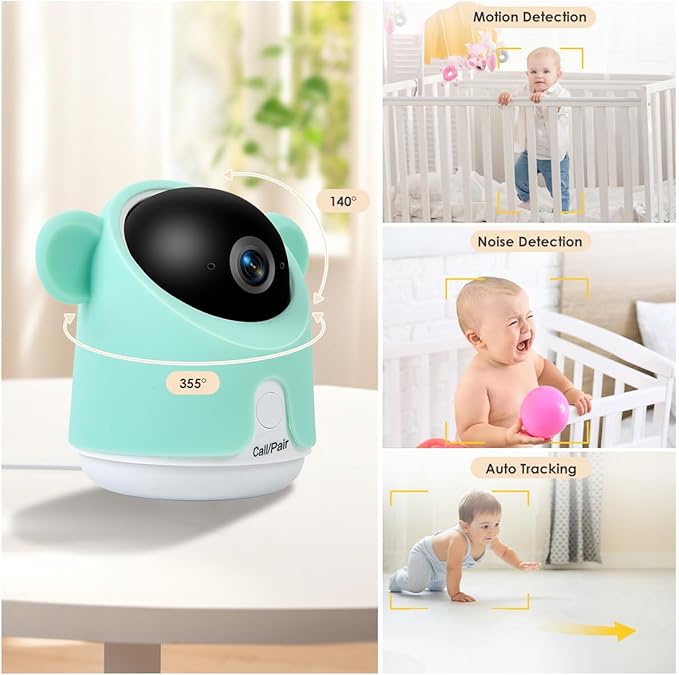 Baby Monitor with Camera and Audio, 1080P Baby Camera Monitor WiFi Smartphone App Control Night Vision 4.3” Screen 2-Way Talk Temperature & Humidity Sensor Lullabies Motion & Cry Detection iOS/Android-CubbioJoy