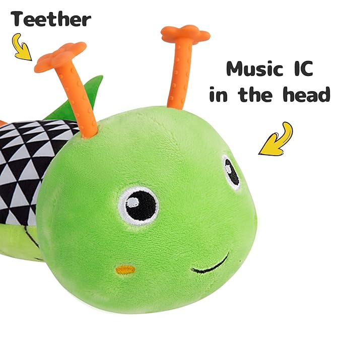 Sumobaby Infant Baby Musical Stuffed Animal Activity Soft Toys with Multi-Sensory Crinkle, Rattle and Textures, for Tummy Time Newborn 0-3-6-12 Months Boys, Girls, Caterpillar-CubbioJoy