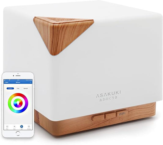 ASAKUKI Smart WiFi Essential Oil Aromatherapy Diffuser, Easy Connect with Alexa and Google Home Phone App Voice Control 700 ml Ultrasonic Diffuser, Create Schedules 7 LED Colors Humidifier-CubbioJoy