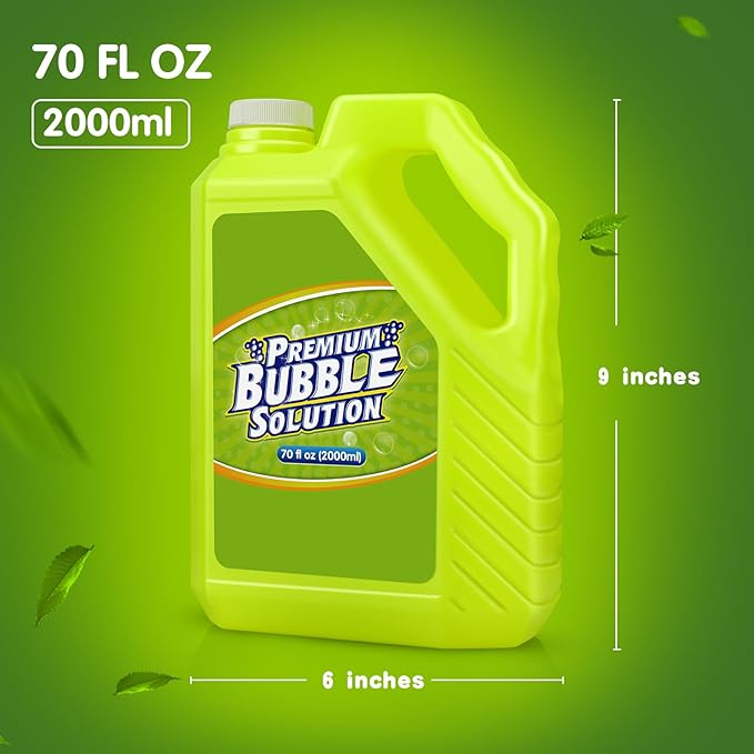 Bubble Solution Refill - 70 Ounce Premium Bubble Liquid Refills for Bubble Machine, Wand, Gun, Blower at Wedding and Party - Bubbles Toy for Kids Toddlers Boys Girls (with Portable Handle)-CubbioJoy