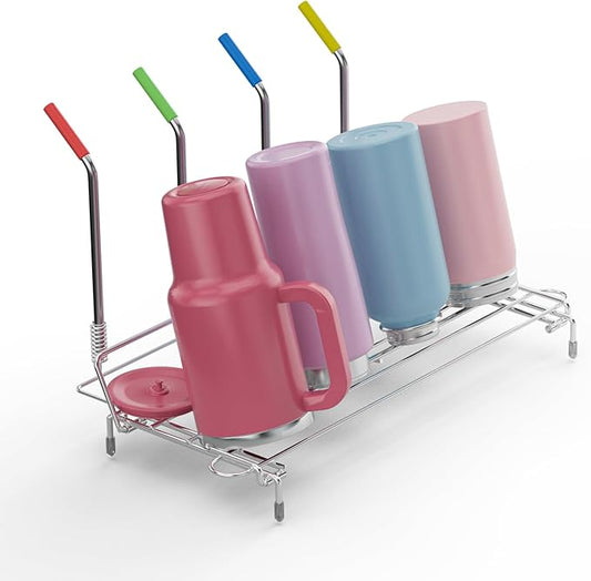 Bottle Drying Rack Stainless Steel Fold Water Bottle Drying Rack Organizer with Straw Holder for Baby Bottles,Cups, Mugs and Glass, Sports Bottles Dryer Countertop-CubbioJoy