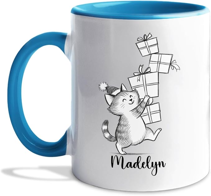 Customized Name Cat Lover Ceramic Mug Gift For Cat Mom/Dad/Family/Friends, Personalized Cats Coffee Mug 11 15Oz, Cute Cats White Accent Cup Gift For Birthday Christmas Thanksgiving, Animal Teacup-CubbioJoy