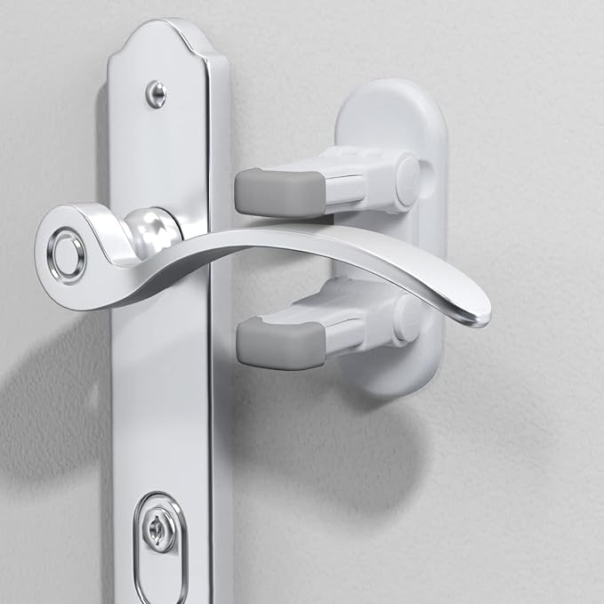 Door Lever Lock (3 Pack) Door Locks for Kids Safety, Baby Proofing Door Knob Child Proof Door Knob Covers, Child Safety Locks for Doors, with 3M Adhesive, for Doors, Windows, Bathtubs, Faucets (Grey)-CubbioJoy