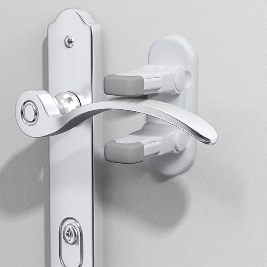 Door Lever Lock (3 Pack) Door Locks for Kids Safety, Baby Proofing Door Knob Child Proof Door Knob Covers, Child Safety Locks for Doors, with 3M Adhesive, for Doors, Windows, Bathtubs, Faucets (Grey)-CubbioJoy