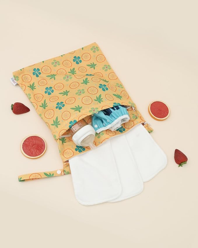 ALVABABY 3 Cloth Diaper Wet Dry Bags Waterproof Reusable with Two Zippered Pockets Travel Beach Pool Daycare Soiled Baby Items Yoga Gym Bag for Swimsuits or Wet Clothes Small medium Large 3L-SML05-CubbioJoy