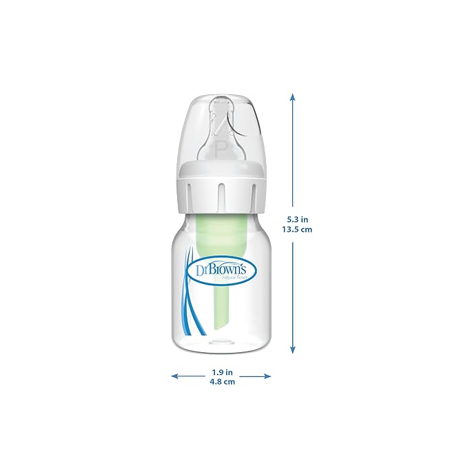 Dr. Brown's Natural Flow Anti-Colic Options+ Narrow Baby Bottle, 2 oz/60 mL, with Preemie Flow Nipple, 0m+, 4 Pack-CubbioJoy