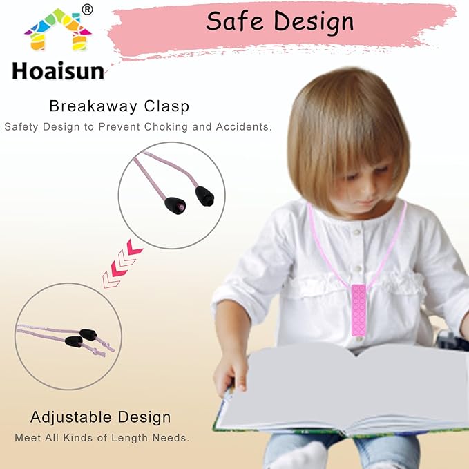 Chew Necklaces for Sensory Girls, Chewy Necklace Sensory Toys for Kids with Autism, ADHD,SPD, Chewing, Teething or Special Needs, Oral Sensory Chew Toys for Kids Adult Reduce Anxiety Fidgeting-CubbioJoy