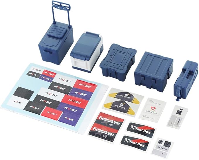 5PCS Plastic RC Mini Tool Set/Fishing Box/Medical Chest/Refrigerator/Fuel Tank/Tool Case Compatible with traxxas TRX4 Axial SCX10 1/10 1/8 RC Crawler Climbing Car Simulation Decoration(Blue)-CubbioJoy