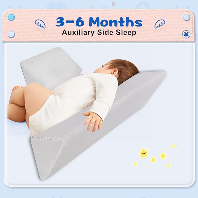 Baby Side Sleeper Weddge Breathable Pillow, Removable and Washable Breathable Bedding Set, Medium-CubbioJoy
