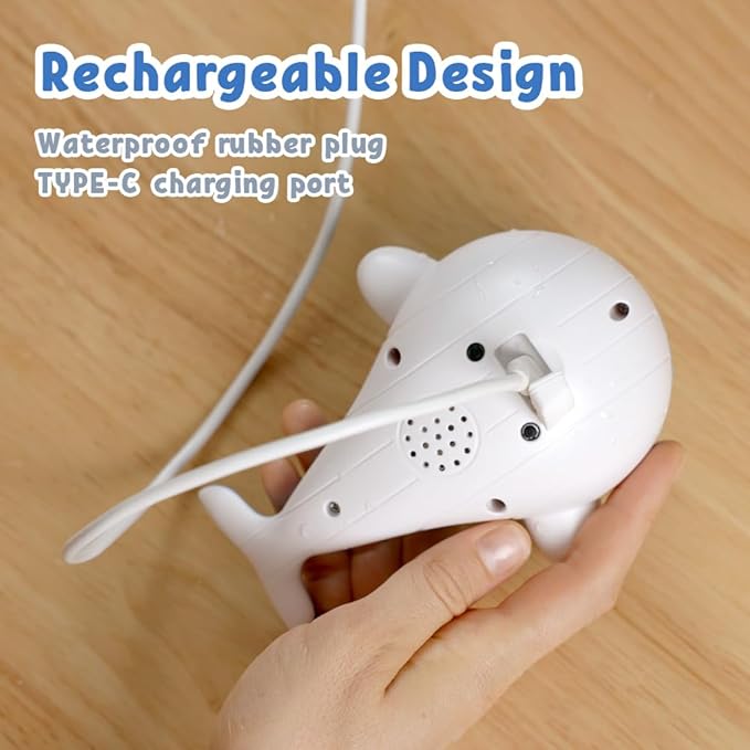 Baby Bath Toys for 6-12 Months, Rechargeable Bath Toys for Babies 6-18 Months, Whale Bath Toy Sprinkler for Toddlers 1-3 2-4, Light Up Bath Toy for Kids, Infant Bathtub Toys-CubbioJoy