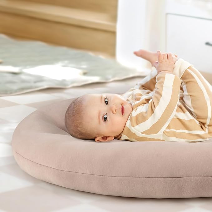 Baby Lounger for Newborn: Portable & Lightweight Pillow for Tummy Time Playtime & Diaper Changes - Skin-Friendly & Breathable for 0-12 Month Supervised Use-CubbioJoy