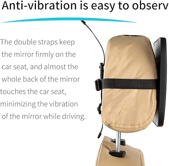 Baby Car Mirror Most Stable Backseat Mirror with Premium Matte Finish,Ultra High Definition PMMA Material, Secure and Shatterproof,Black-CubbioJoy