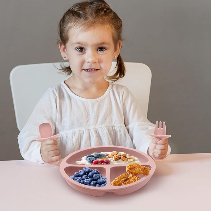 6 Pack Baby Spoons and Forks Set, Silicone Baby Spoons Self Feeding 6 Months for Toddler Utensils,BPA Free, Baby Led Weaning Supplies Feeding Essentials,Dishwasher and Boil Safe-CubbioJoy